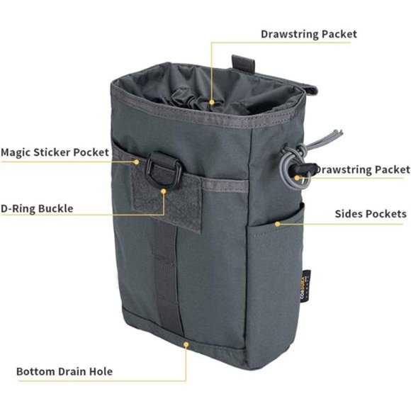 Molle Dump Pouch Drawstring Magazine Utility Pouch Folding Dump Pouch Waist Bag - Picture 3 of 6